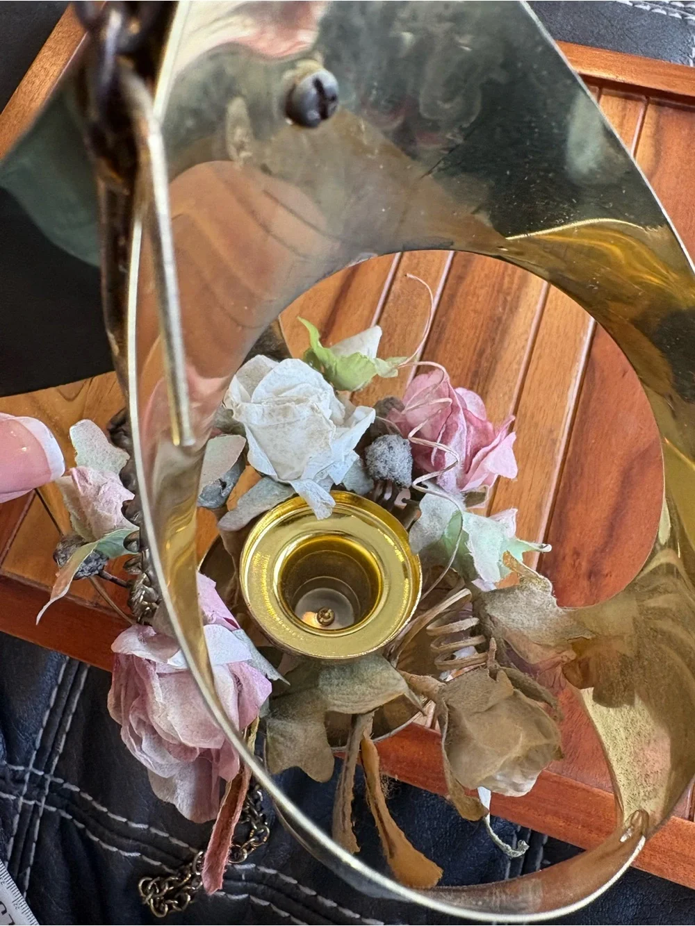 Vintage Brass Hanging Candle Holder Boho MCM Decor | Chain